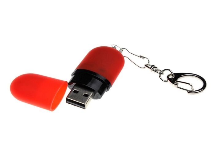 USB 2.0- флешка Goutte Soft-touch на 512 Мбайт каплевидной формы, красный